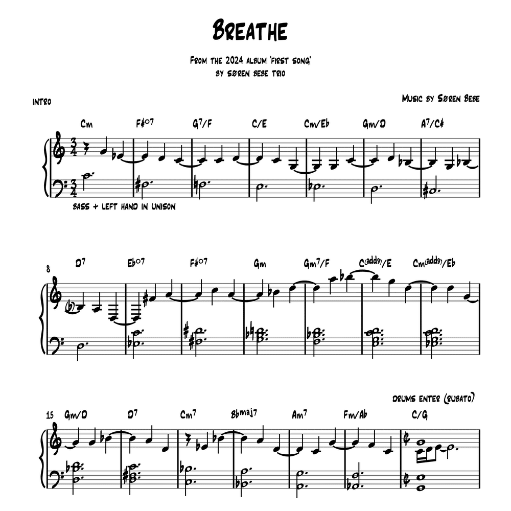 Sheet music for the album “First Song” by Søren Bebe Trio (PDF) - Søren ...