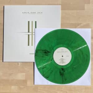 vinyl version of soren bebe trio's Echoes in a green marble transparent pressing